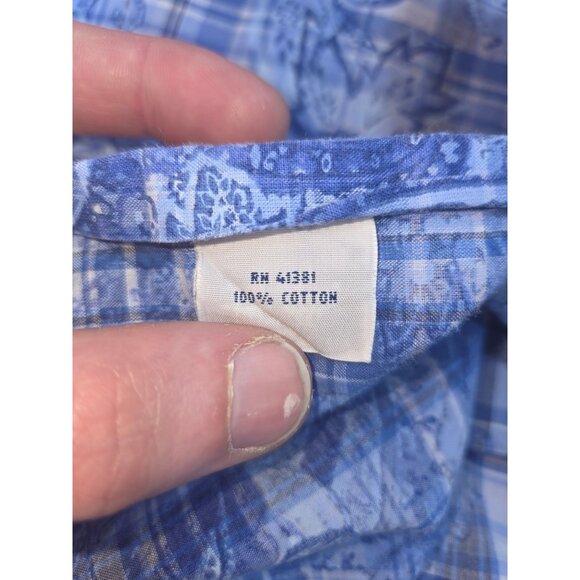 Ralph Lauren Mens Blue Paisley Plaid Button-Down Shirt XL - Picture 6 of 7